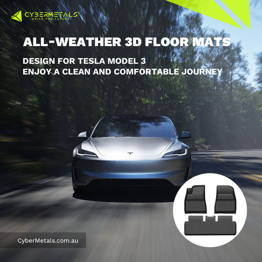 CyberMetals 3D Floor Mats for Tesla Model 3