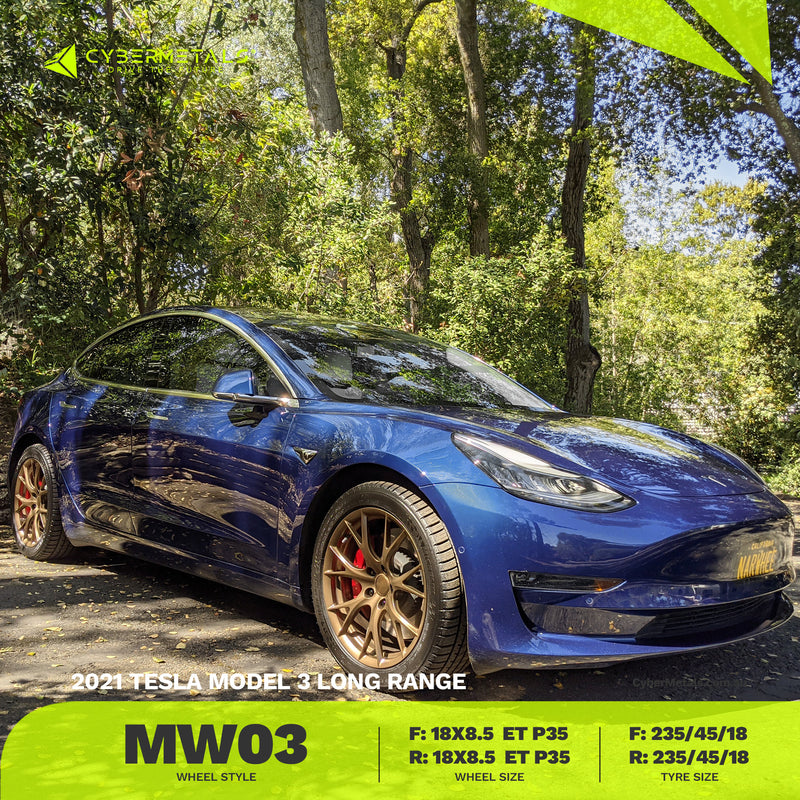 Load image into Gallery viewer, Cybermetals mw03 tesla wheels model3 longrange
