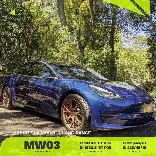 Cybermetals mw03 tesla wheels model3 longrange