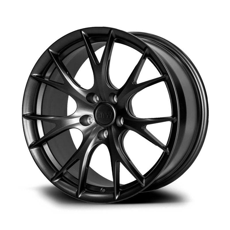 Load image into Gallery viewer, This Cybermetals forged wheel is designed for Tesla Model 3/Y, available in satin black and suitable for 18-inch sizes.
