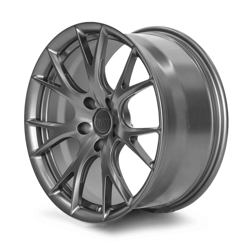 Load image into Gallery viewer, This Cybermetals forged wheel is designed for Tesla Model 3/Y, available in satin gunmetal and suitable for 19-inch sizes.
