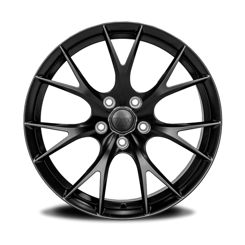 Load image into Gallery viewer, This Cybermetals forged wheel is designed for Tesla Model 3/Y, available in satin black and suitable for 18-inch sizes.
